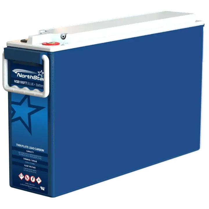 NorthStar Blue+ NSB series thin plate pure lead carbon front-terminal blocks — battery, 100, 183 and 200 across the 100FT, 190FT and 210FT Ah