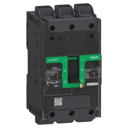 Schneider Electric PowerPact molded case circuit breakers (B/H/J/L/M/P/R frames) — switchgear, 100 A, 3P, 600 V AC