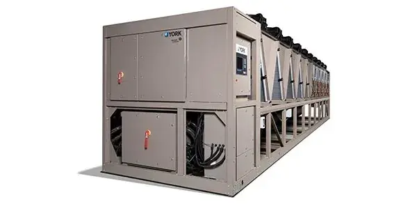 York YVAM — chiller, 250-475 TR / 880-1,670 kW (product page); 250-500 ton / 880-1,750 kW (Engineering Guide title) tons/kW